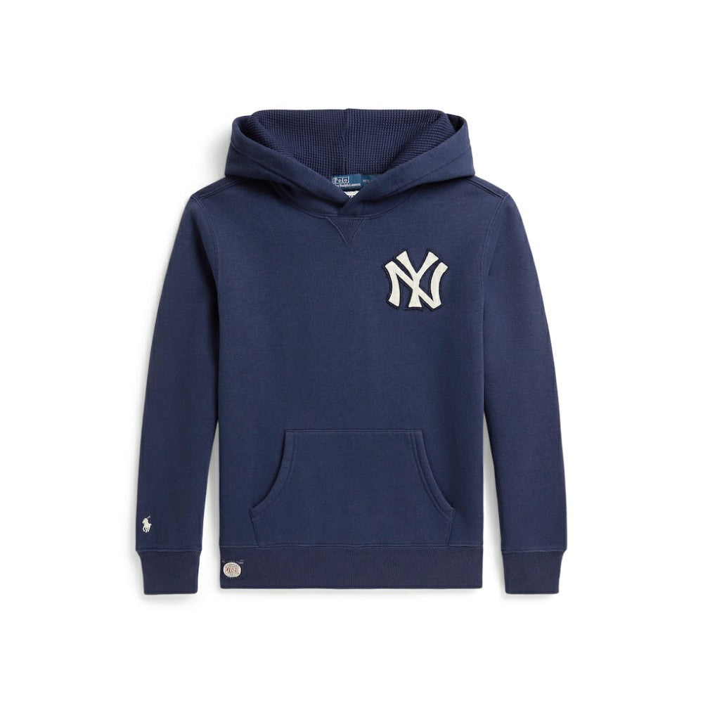 Yankees Polo Ralph Lauren Youth Fleece Hoodie - Navy