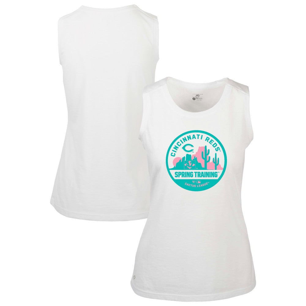 Cincinnati Reds Levelwear Women's Macy Spring Training Badge Bold Tank Top - White
