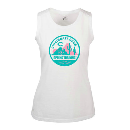 Cincinnati Reds Levelwear Women's Macy Spring Training Badge Bold Tank Top - White