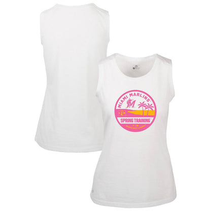 Miami Marlins Levelwear Women's Macy Spring Training Badge Bold Tank Top - White