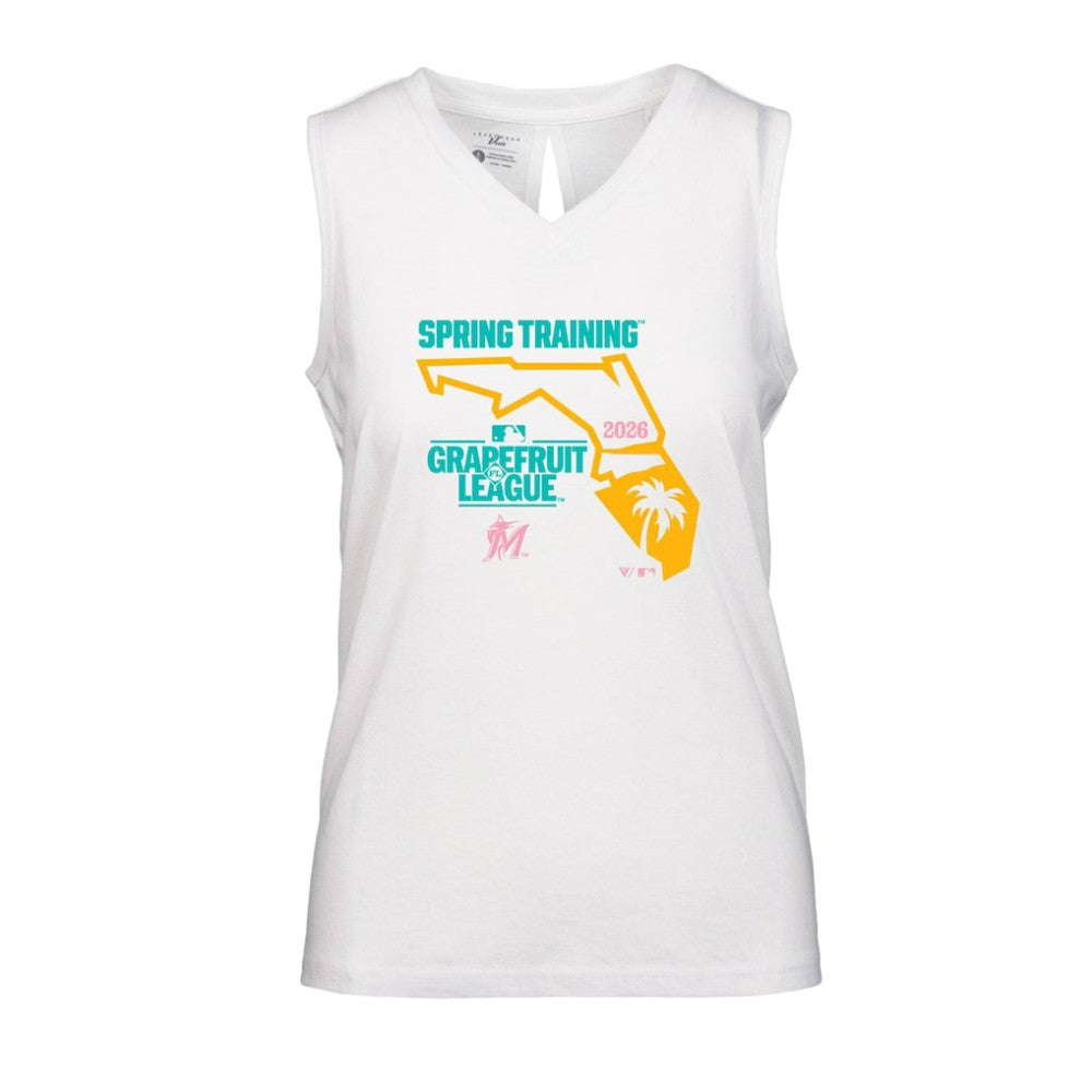 Miami Marlins Levelwear Women's 2026 Spring Training Paisley Ball Bold Tank - White