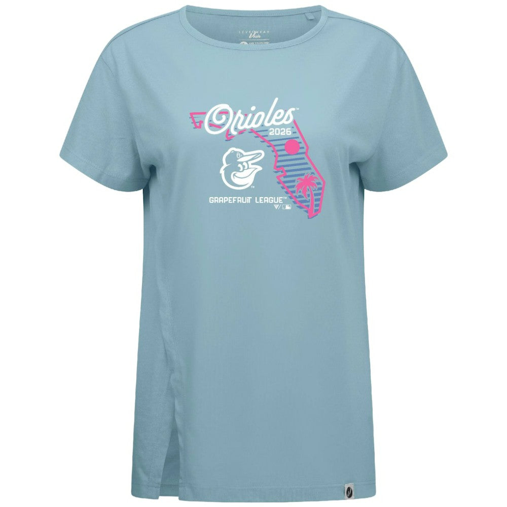 Baltimore Orioles Levelwear Women's Influx Spring Training Sunrise Bold T-Shirt - Blue