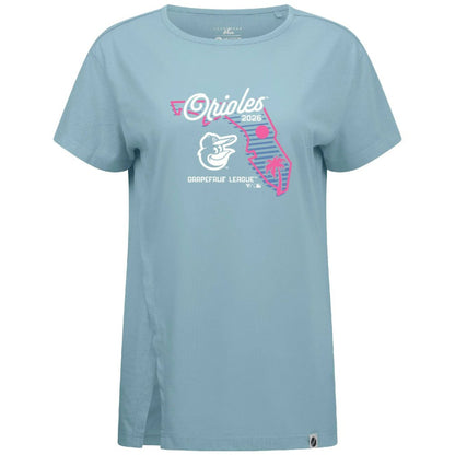 Baltimore Orioles Levelwear Women's Influx Spring Training Sunrise Bold T-Shirt - Blue