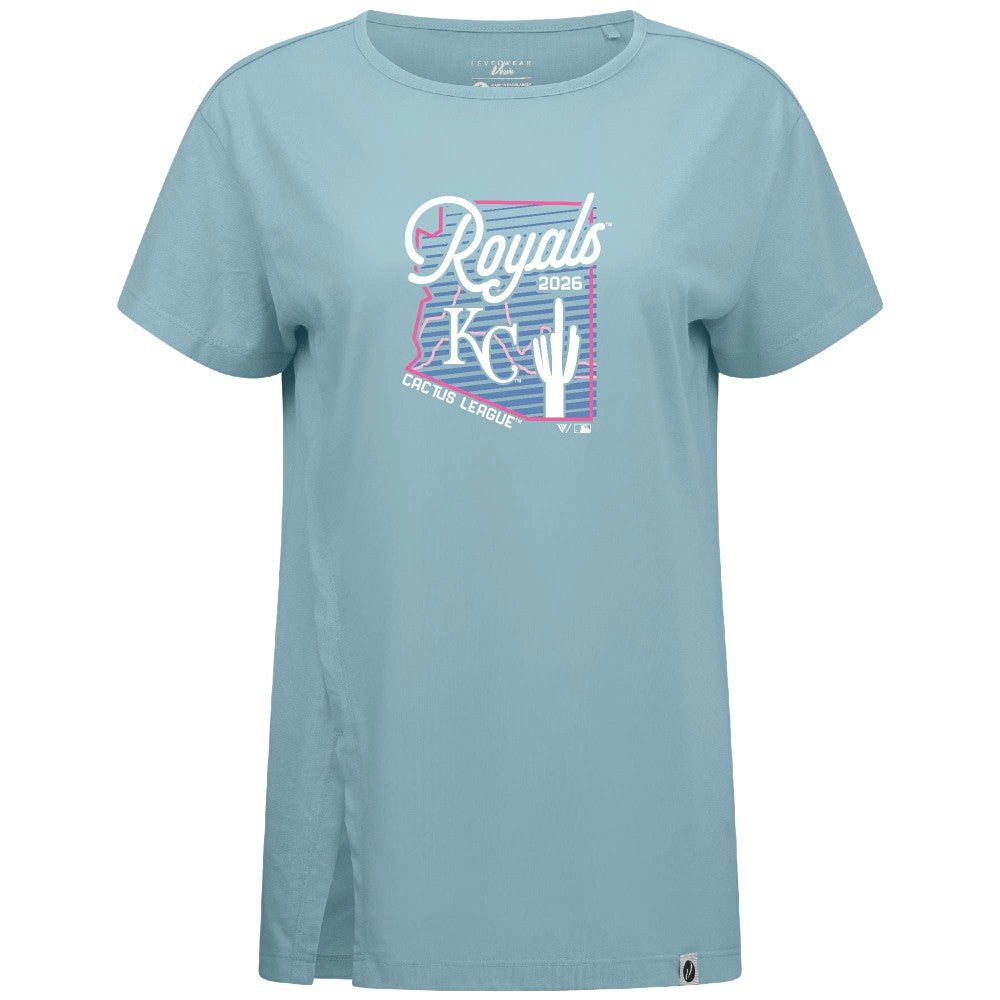 Kansas City Royals Levelwear Women's Influx Spring Training Sunrise Bold T-Shirt - Blue