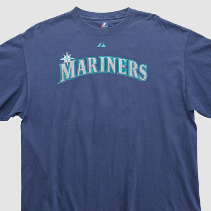 Seattle Mariners Majestic 2000s T-shirt - Navy Vintage