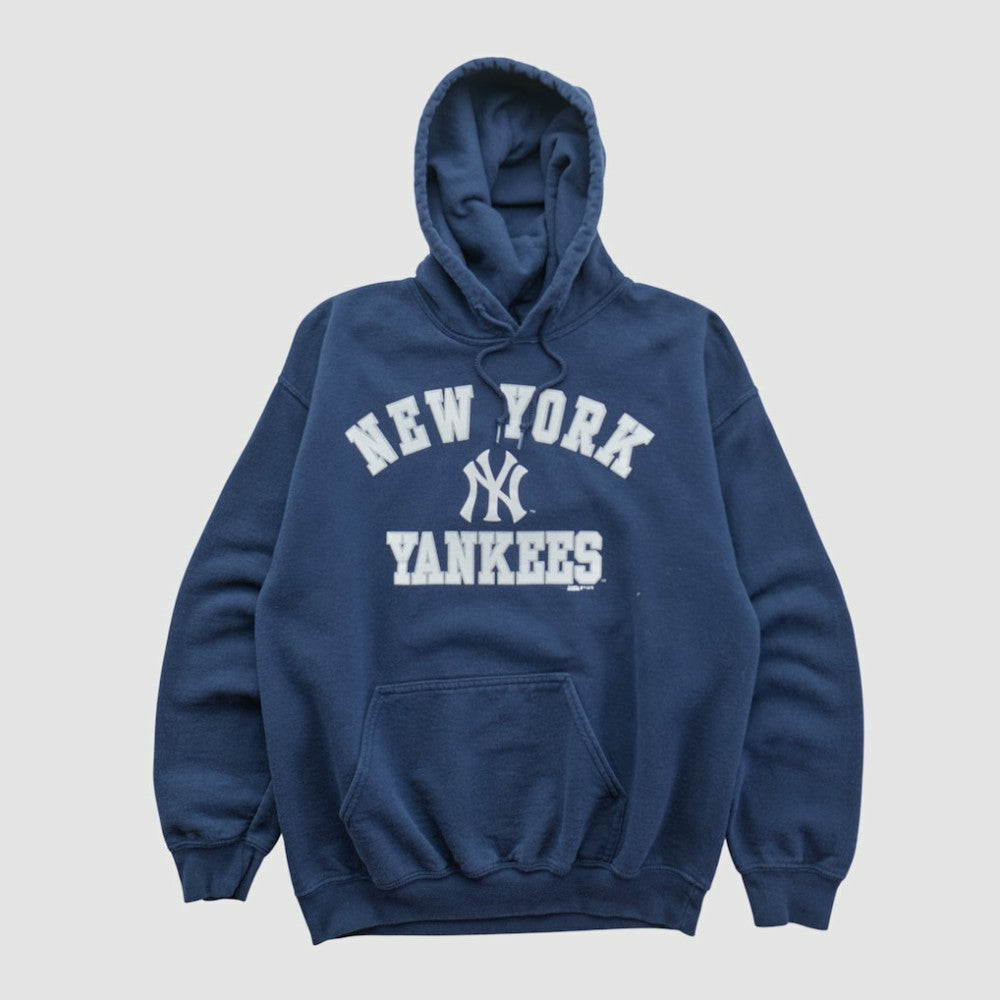 New York Yankees Stitches 2010s Hooded Pullover Sweatshirt - Navy Vintage