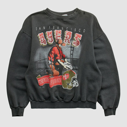 San Francisco 49ers All Out Fan 90s Pullover Sweatshirt - Black Vintage discount