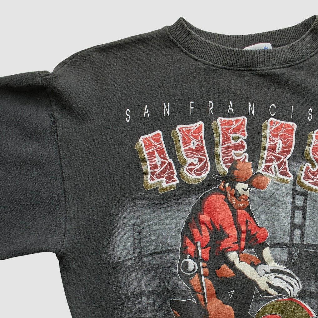San Francisco 49ers All Out Fan 90s Pullover Sweatshirt - Black Vintage discount