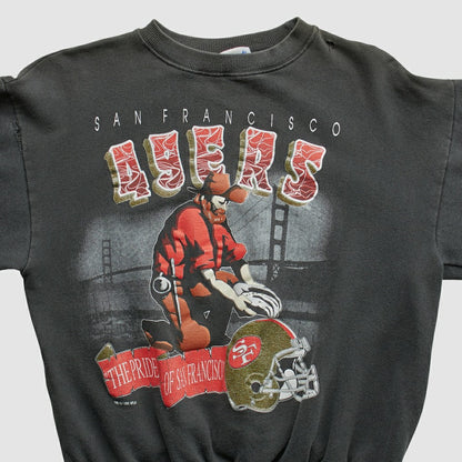 San Francisco 49ers All Out Fan 90s Pullover Sweatshirt - Black Vintage discount