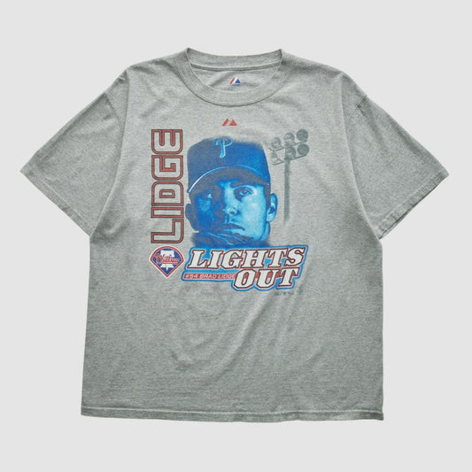Brad Lidge Majestic 2000s T-shirt - Heather Gray Vintage