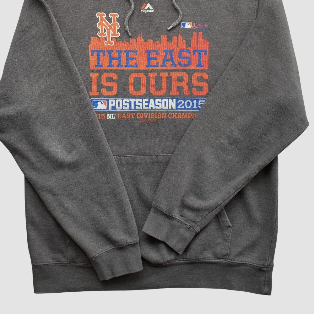 New York Mets Majestic 2015 Hooded Pullover Sweatshirt - Charcoal Vintage