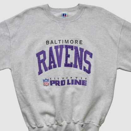 Baltimore Ravens Russell 90s Sweatshirt - Heather Gray Vintage discount
