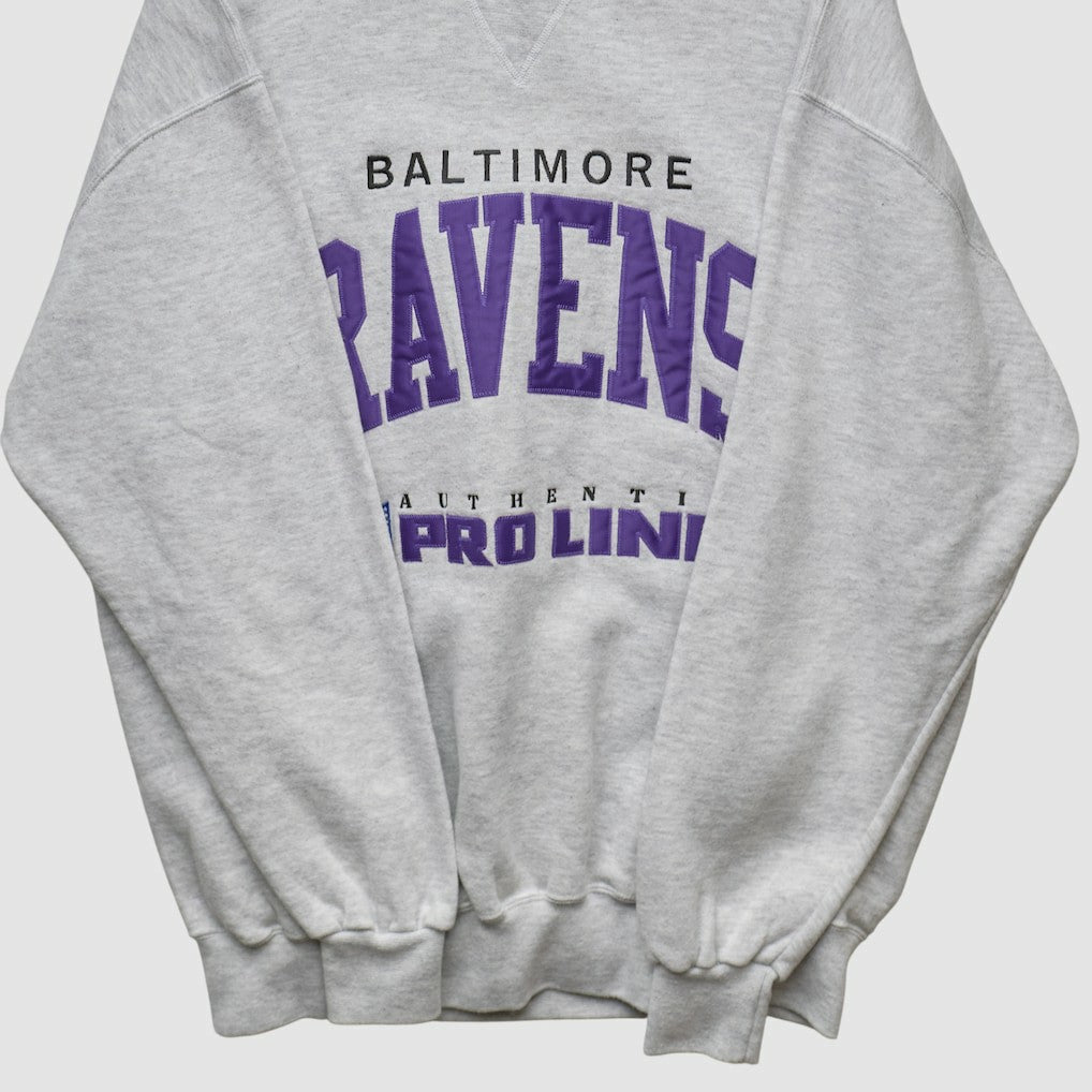 Baltimore Ravens Russell 90s Sweatshirt - Heather Gray Vintage discount