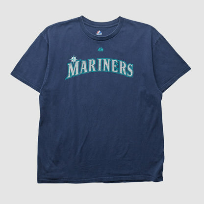 Seattle Mariners Majestic 2000s T-shirt - Navy Vintage