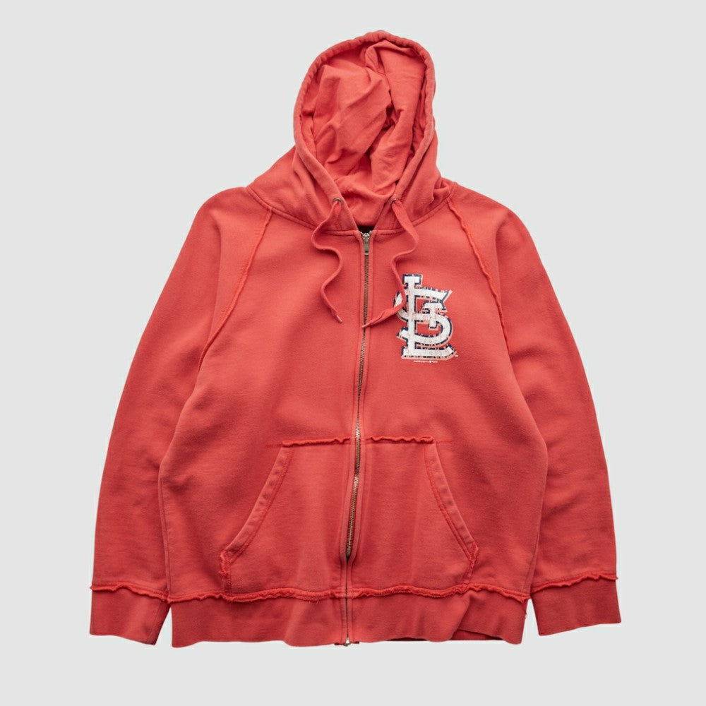 St. Louis Cardinals Genuine Merchandise 2000s Hooded Full Zip Sweatshirt - Red Vintage