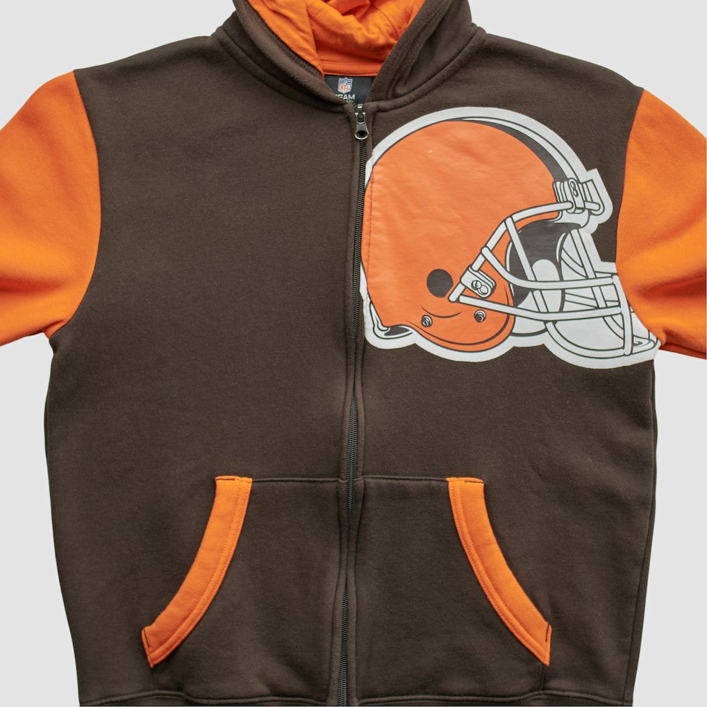Cleveland Browns NFL 2010s Hooded Full Zip Sweatshirt - Brown - Yth XL Real Vintage sale