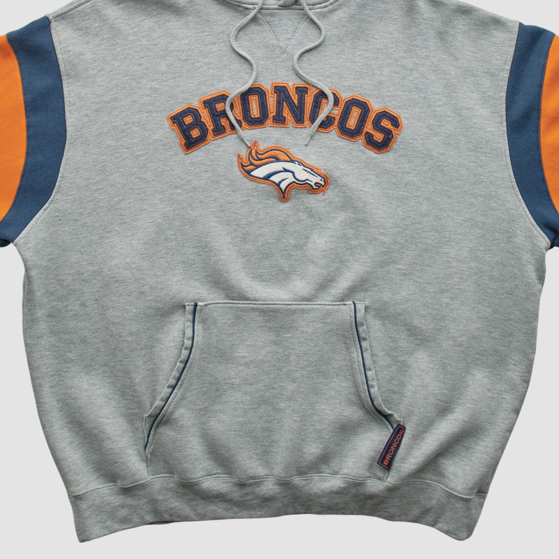 Denver Broncos NFL 2000s Hooded Pullover Sweatshirt - Heather Gray Vintage cheap