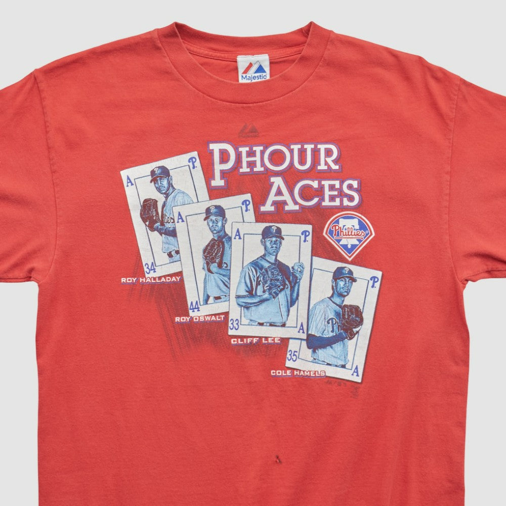 Philadelphia Phillies Majestic 2000s T-shirt - Red Vintage