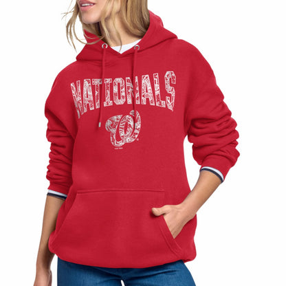 Washington Nationals Starter Women's Lace Team Lockup Fleece Hoodie - Red