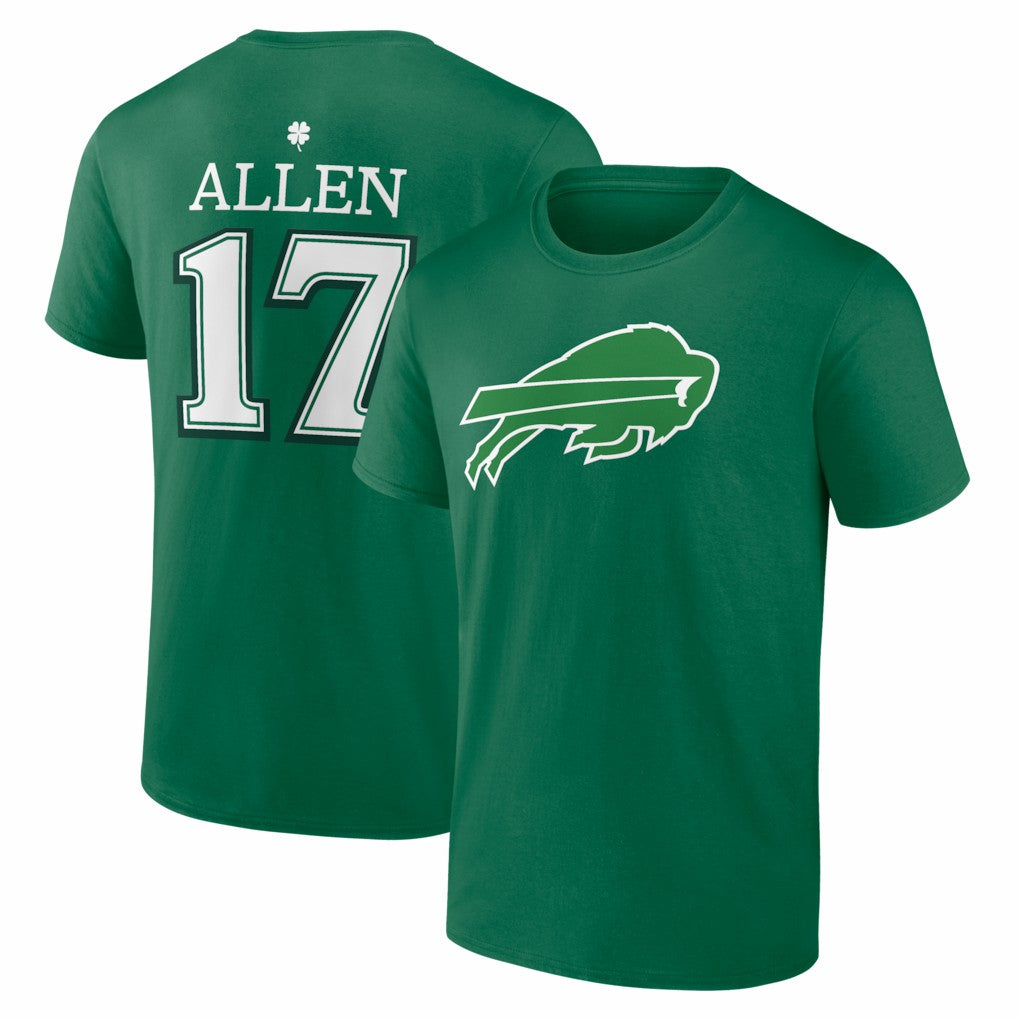 Josh Allen Buffalo Bills St. Patrick's Day Icon Name & Number T-Shirt - Green on sale