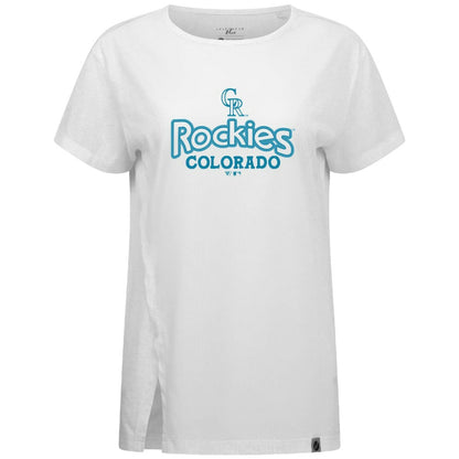 Colorado Rockies Levelwear Women's Blue Haven Influx Cornerstone T-Shirt - White