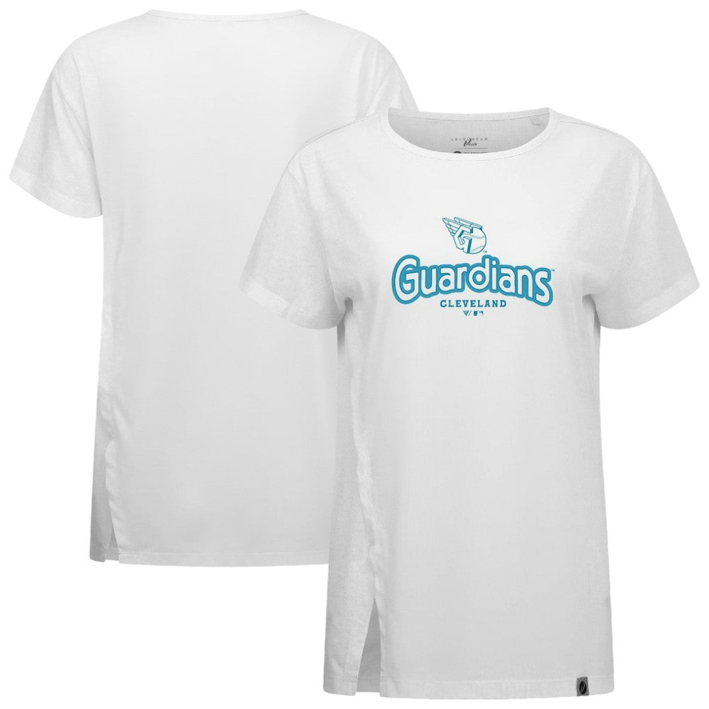 Cleveland Guardians Levelwear Women's Blue Haven Influx Cornerstone T-Shirt - White