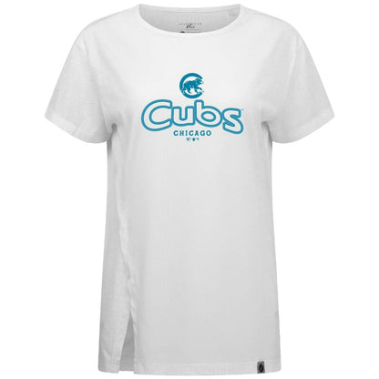 Chicago Cubs Levelwear Women's Blue Haven Influx Cornerstone T-Shirt - White