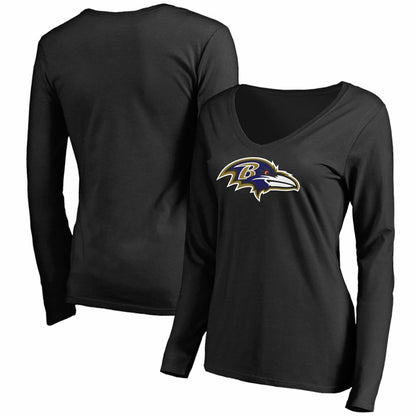 Baltimore Ravens Women's Primary Team Logo V-Neck Long Sleeve T-Shirt - Black online