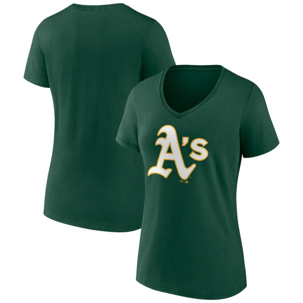 Athletics Women's Team Color Primary Logo V-Neck T-Shirt - Green