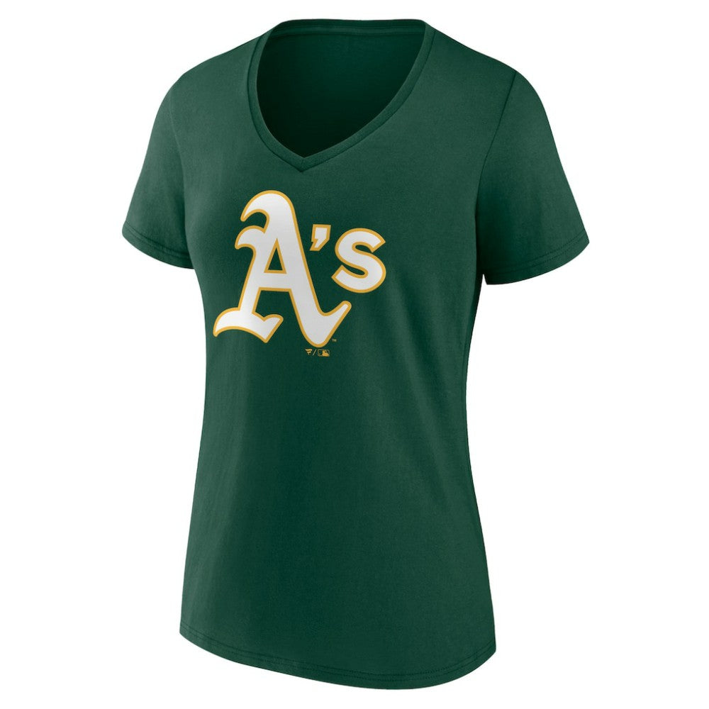 Athletics Women's Team Color Primary Logo V-Neck T-Shirt - Green