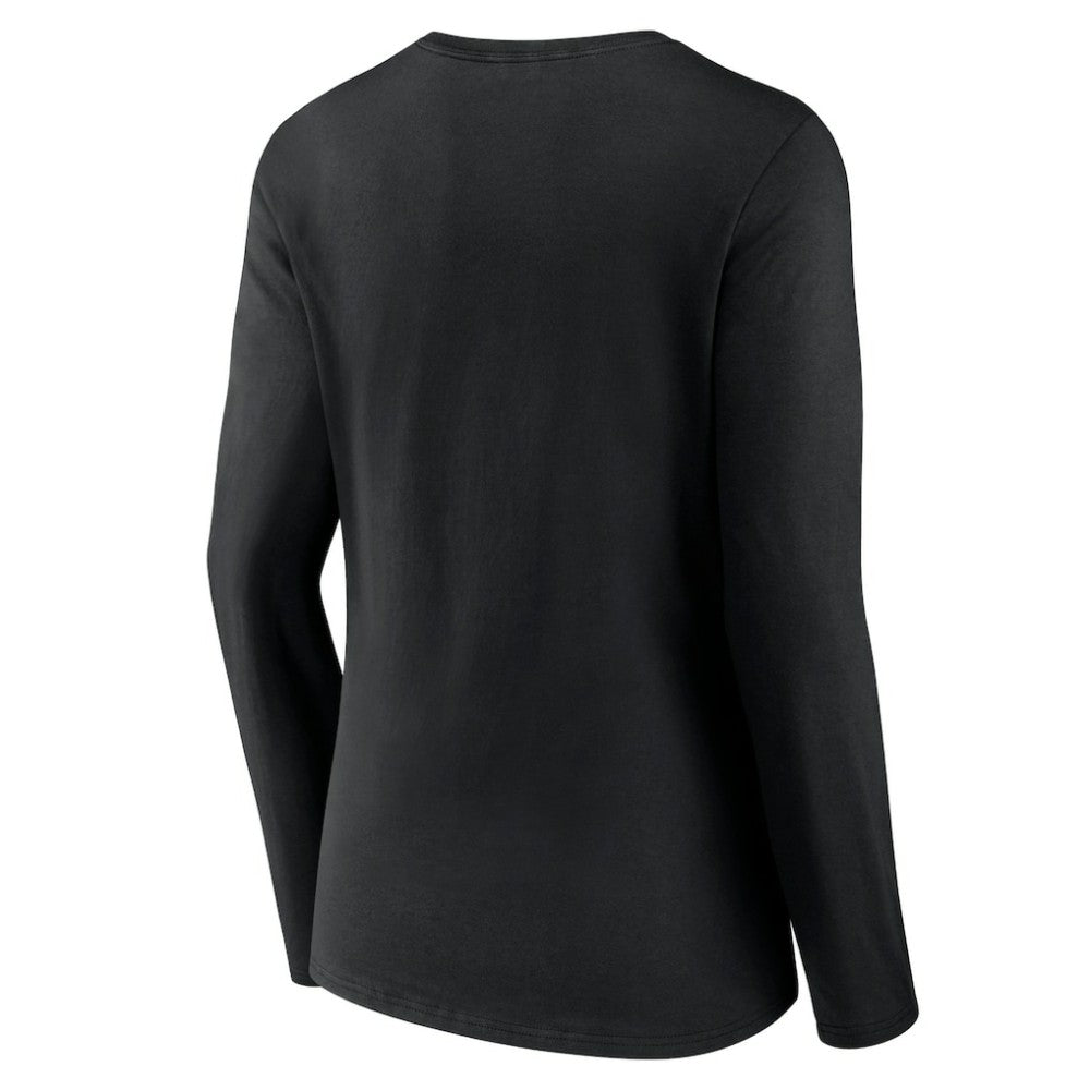 Baltimore Orioles Women's Team Color Primary Logo V-Neck Long Sleeve T-Shirt - Black