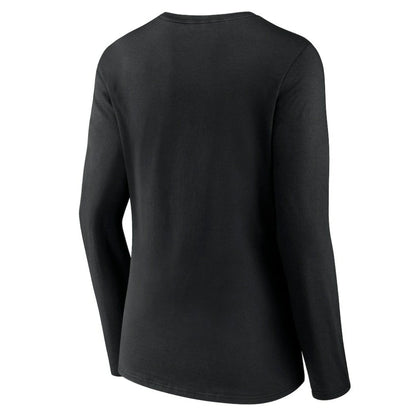 Baltimore Orioles Women's Team Color Primary Logo V-Neck Long Sleeve T-Shirt - Black