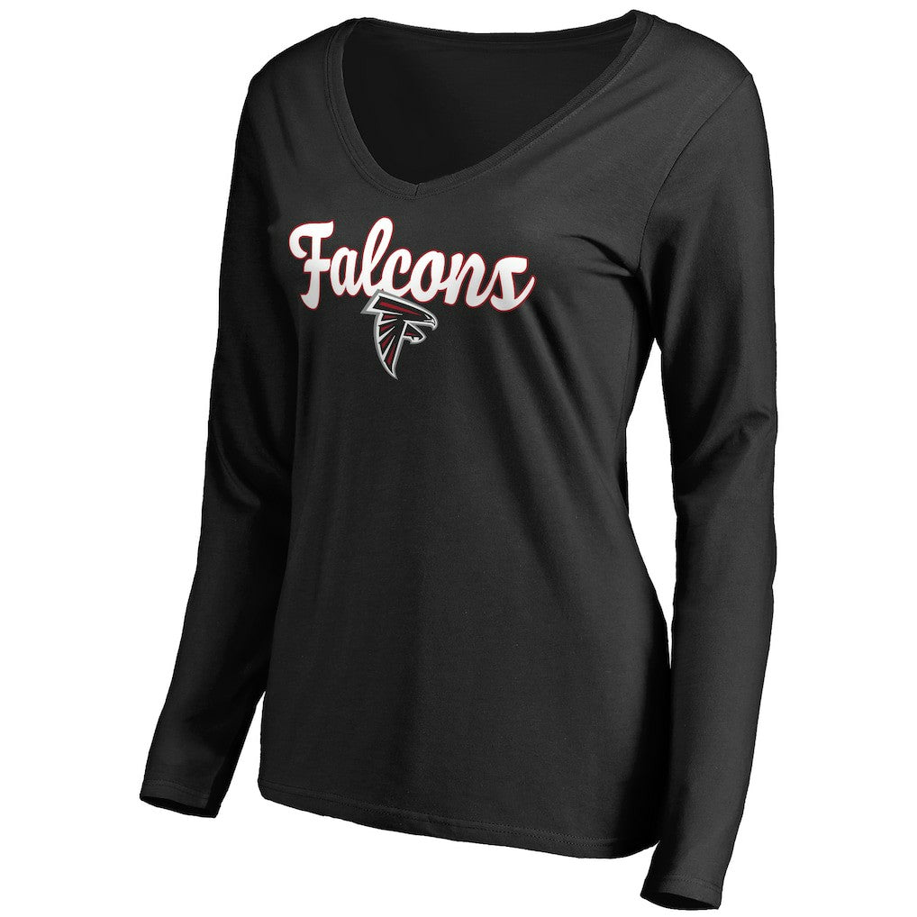 Atlanta Falcons Women's Freehand V-Neck Long Sleeve T-Shirt - Black outlet