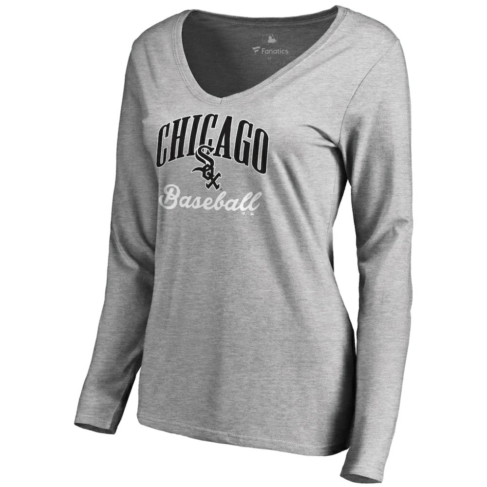 Chicago White Sox Women's Victory Script Long Sleeve T-Shirt - Ash