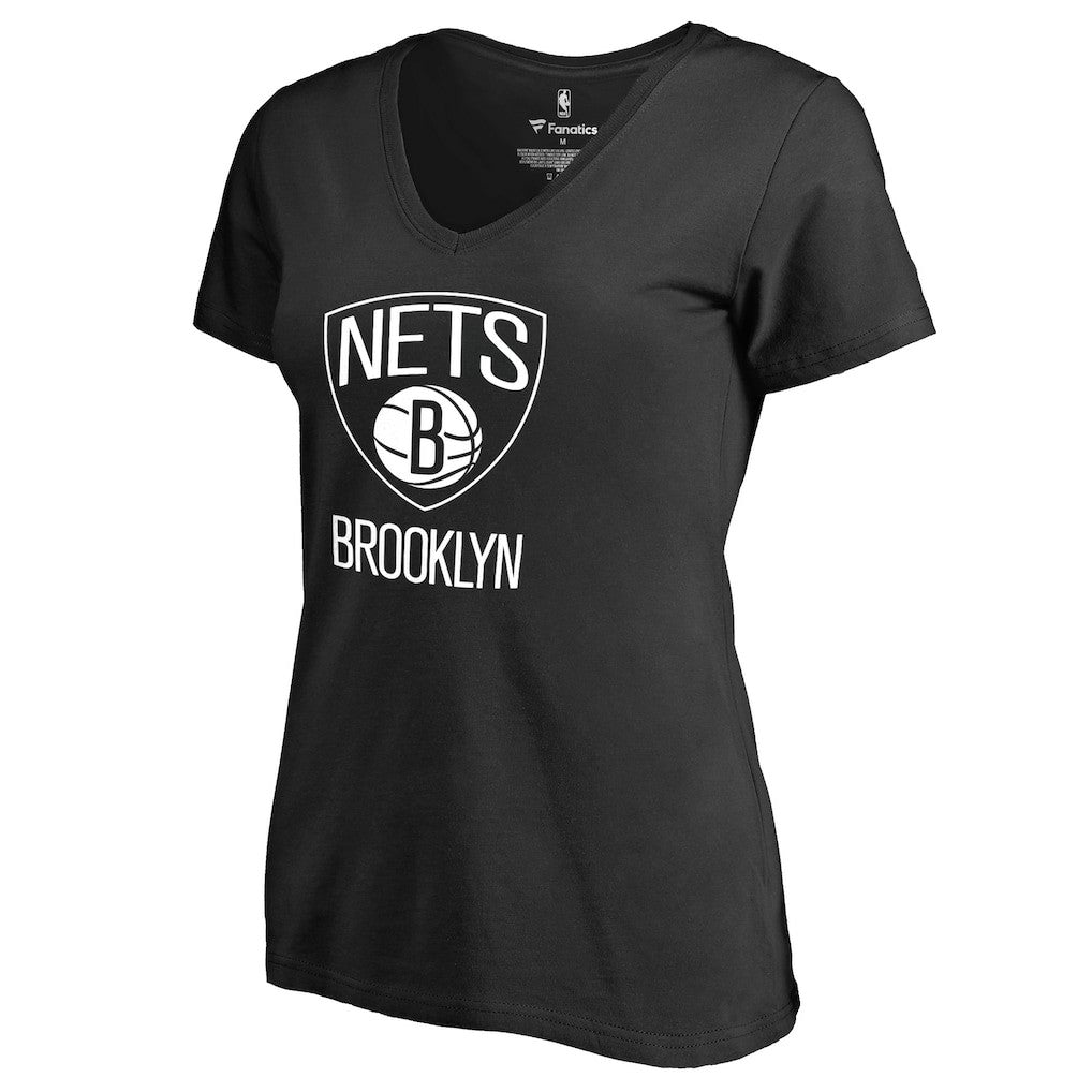 Brooklyn Nets Women's Primary Logo V-Neck T-Shirt - Black discount