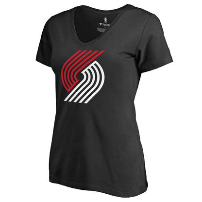 Portland Trail Blazers Women's Primary Logo V-Neck T-Shirt - Black discount