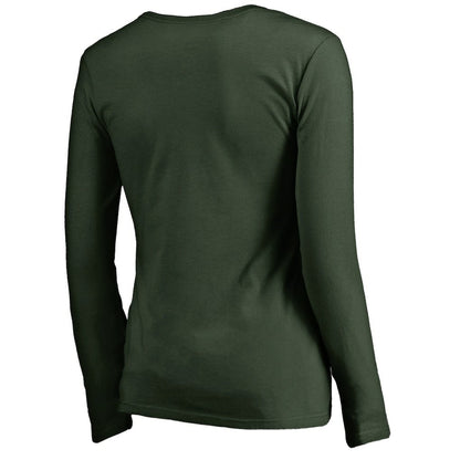 Milwaukee Bucks Women's Primary Logo V-Neck Long Sleeve T-Shirt - Green discount