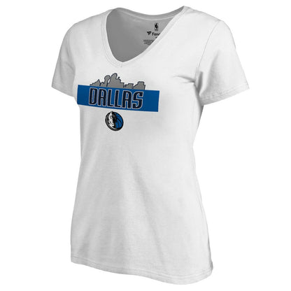 Dallas Mavericks Women's Hometown Collection Skyline V-Neck T-Shirt sale - White online