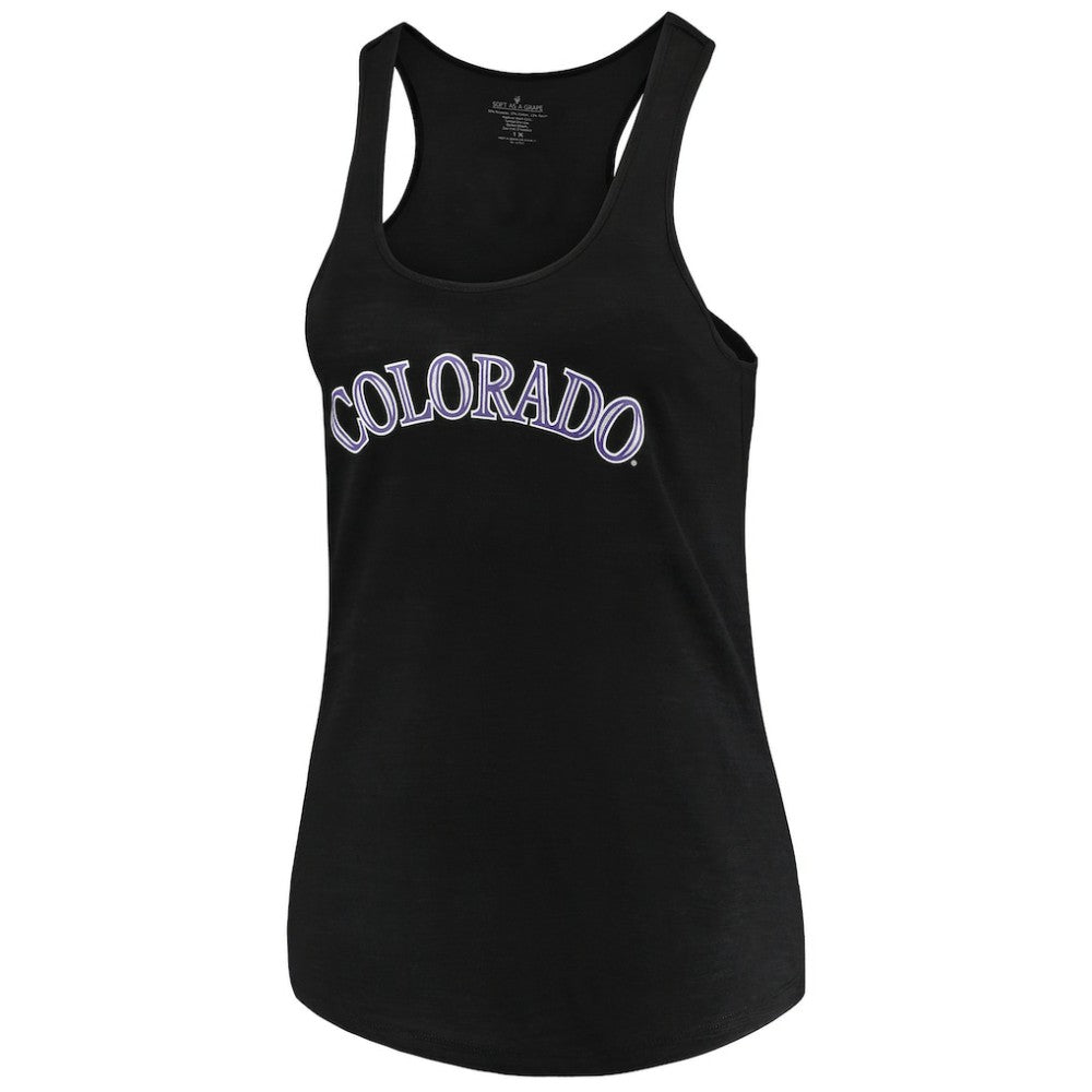 Colorado Rockies Soft as a Grape Women's Plus Size Swing for the Fences Racerback Tank Top - Black