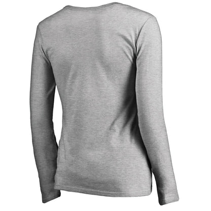 Indiana Pacers Women's Primary Logo V-Neck Long Sleeve T-Shirt - Heather Gray cheap