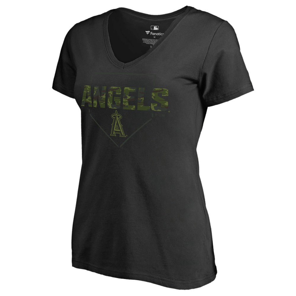 Los Angeles Angels Women's Camo T-Shirt - Black