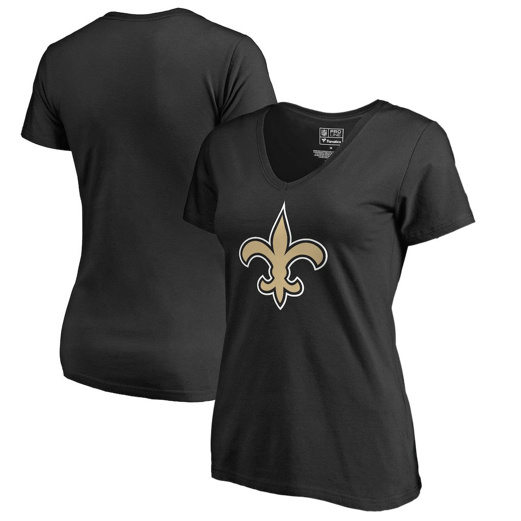 New Orleans Saints Women's Primary Team Logo V-Neck T-Shirt - Black outlet