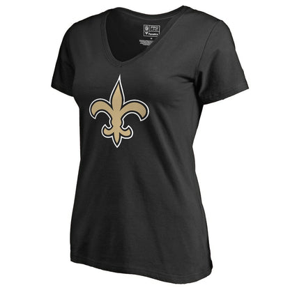 New Orleans Saints Women's Primary Team Logo V-Neck T-Shirt - Black outlet