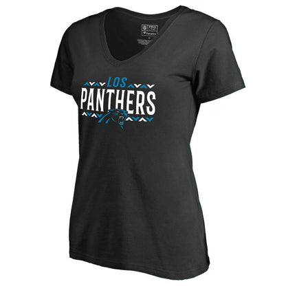 Carolina Panthers Women's Arriba V-Neck T-Shirt - Black cheap