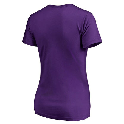Minnesota Vikings Women's Victory Script V-Neck T-Shirt -Purple for sale