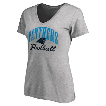 Carolina Panthers Women's Victory Script V-Neck T-Shirt - Heather Gray sale