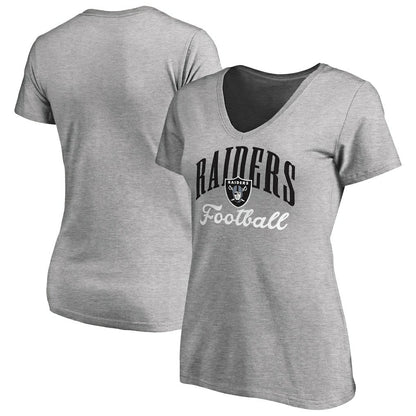 Las Vegas Raiders Women's Victory Script V-Neck T-Shirt - Heather Gray on sale