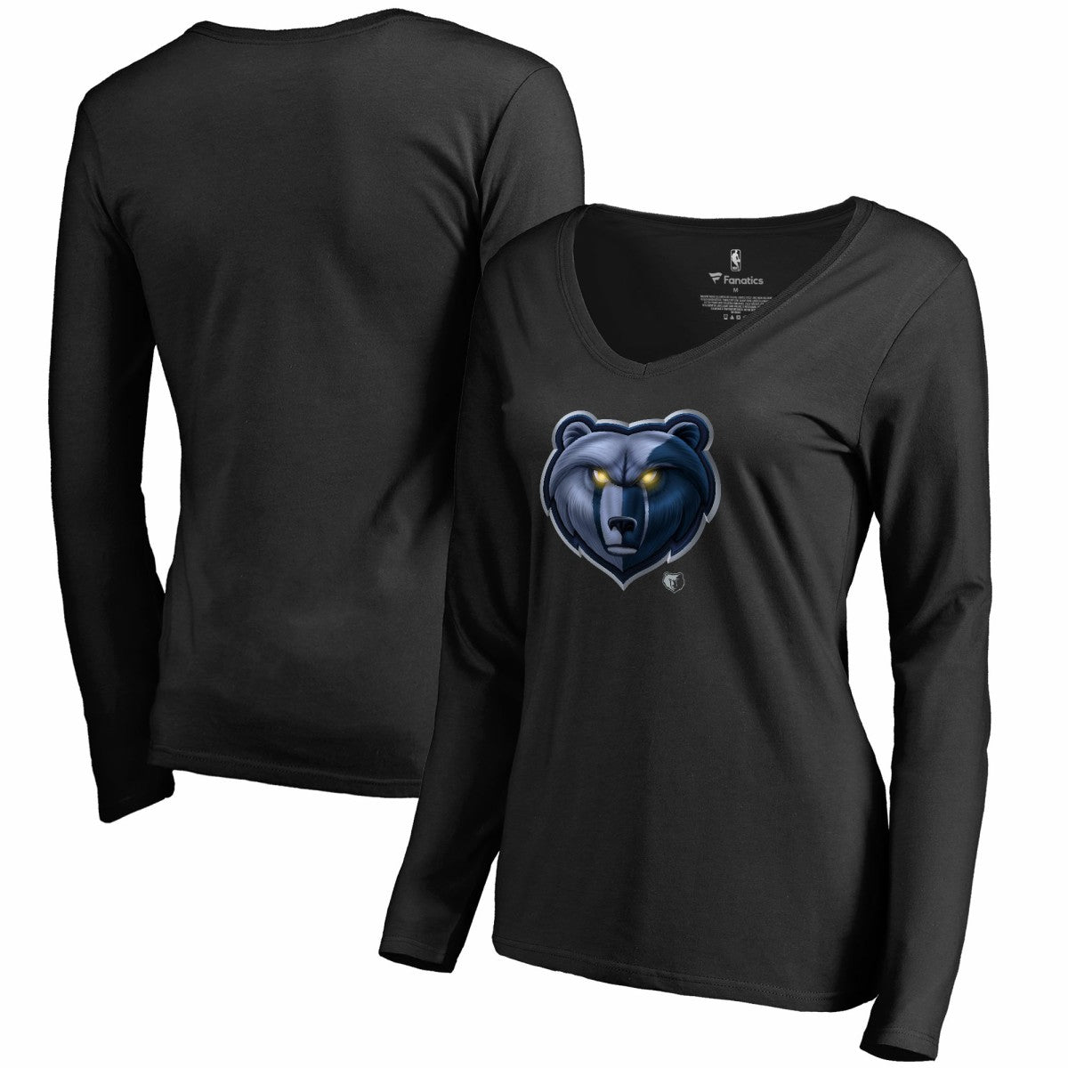 Memphis Grizzlies Women's Midnight Mascot Long Sleeve V-Neck T-Shirt - Black outlet