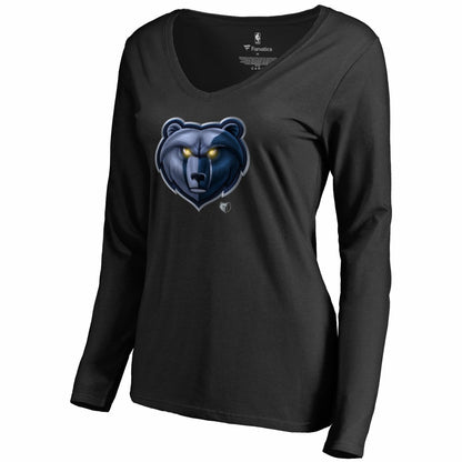 Memphis Grizzlies Women's Midnight Mascot Long Sleeve V-Neck T-Shirt - Black outlet