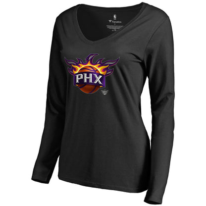 Phoenix Suns Women's Midnight Mascot Long Sleeve V-Neck T-Shirt - Black sale